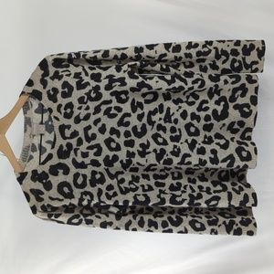 Chico's Cashmere Leopard Print Gray Sweater